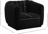 Dixie Velvet / Pine Wood / Foam Contemporary Black Velvet Chair - 42" W x 37" D x 32.5" H