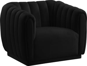 Dixie Velvet / Pine Wood / Foam Contemporary Black Velvet Chair - 42" W x 37" D x 32.5" H