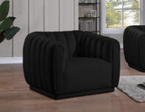 Dixie Velvet / Pine Wood / Foam Contemporary Black Velvet Chair - 42" W x 37" D x 32.5" H