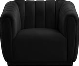 Dixie Velvet / Pine Wood / Foam Contemporary Black Velvet Chair - 42" W x 37" D x 32.5" H