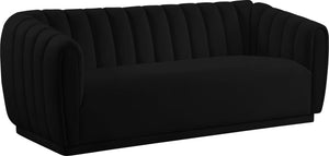 Dixie Velvet / Pine Wood / Foam Contemporary Black Velvet Sofa - 84" W x 37" D x 32.5" H