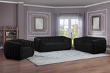 Dixie Velvet / Pine Wood / Foam Contemporary Black Velvet Sofa - 84" W x 37" D x 32.5" H