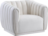 Dixie Velvet / Pine Wood / Foam Contemporary Cream Velvet Chair - 42" W x 37" D x 32.5" H