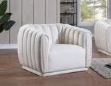 Dixie Velvet / Pine Wood / Foam Contemporary Cream Velvet Chair - 42" W x 37" D x 32.5" H