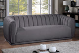 Dixie Velvet / Pine Wood / Foam Contemporary Grey Velvet Sofa - 84" W x 37" D x 32.5" H