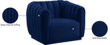 Dixie Velvet / Pine Wood / Foam Contemporary Navy Velvet Chair - 42" W x 37" D x 32.5" H