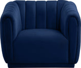 Dixie Velvet / Pine Wood / Foam Contemporary Navy Velvet Chair - 42" W x 37" D x 32.5" H