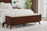 Alpine Furniture Flynn Bench, Walnut 966WAL-12 Walnut Mahogany Solids & Veneer 59 x 15 x 18.5