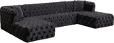 Coco Velvet / Engineered Wood / Foam Contemporary Black Velvet 3pc. Sectional (3 Boxes) - 133" W x 69.5" D x 31" H
