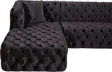 Coco Velvet / Engineered Wood / Foam Contemporary Black Velvet 3pc. Sectional (3 Boxes) - 133" W x 69.5" D x 31" H