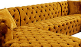 Coco Velvet / Engineered Wood / Foam Contemporary Gold Velvet 3pc. Sectional (3 Boxes) - 133" W x 69.5" D x 31" H