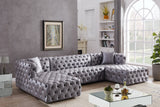 Coco Velvet / Engineered Wood / Foam Contemporary Grey Velvet 3pc. Sectional (3 Boxes) - 133" W x 69.5" D x 31" H