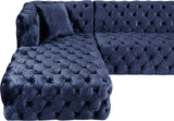 Coco Velvet / Engineered Wood / Foam Contemporary Navy Velvet 3pc. Sectional (3 Boxes) - 133" W x 69.5" D x 31" H