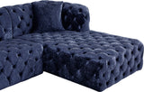 Coco Velvet / Engineered Wood / Foam Contemporary Navy Velvet 3pc. Sectional (3 Boxes) - 133" W x 69.5" D x 31" H