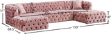Coco Velvet / Engineered Wood / Foam Contemporary Pink Velvet 3pc. Sectional (3 Boxes) - 133" W x 69.5" D x 31" H