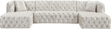 Coco Velvet / Engineered Wood / Foam Contemporary White Velvet 3pc. Sectional (3 Boxes) - 133" W x 69.5" D x 31" H