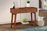 Alpine Furniture Flynn Console Table, Acorn 966-63 Acorn Mahogany Solids & Okoume Veneer 42 x 14 x 33