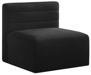 Quincy Velvet / Engineered Wood / Foam Contemporary Black Velvet Modular Armless Chair - 31.5" W x 31.5" D x 30.5" H