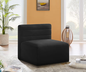 Quincy Velvet / Engineered Wood / Foam Contemporary Black Velvet Modular Armless Chair - 31.5" W x 31.5" D x 30.5" H