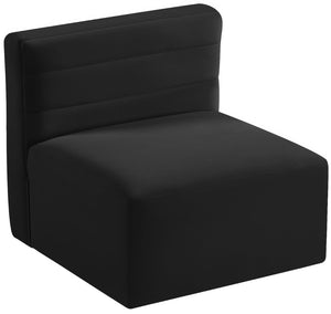 Quincy Velvet / Engineered Wood / Foam Contemporary Black Velvet Modular Armless Chair - 31.5" W x 31.5" D x 30.5" H