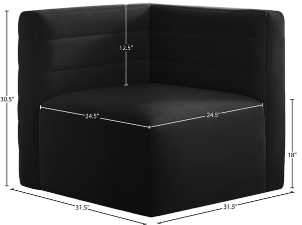 Quincy Velvet / Engineered Wood / Foam Contemporary Black Velvet Modular Corner Chair - 31.5" W x 31.5" D x 30.5" H
