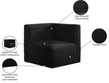 Quincy Velvet / Engineered Wood / Foam Contemporary Black Velvet Modular Corner Chair - 31.5" W x 31.5" D x 30.5" H