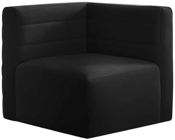 Quincy Velvet / Engineered Wood / Foam Contemporary Black Velvet Modular Corner Chair - 31.5" W x 31.5" D x 30.5" H