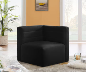 Quincy Velvet / Engineered Wood / Foam Contemporary Black Velvet Modular Corner Chair - 31.5" W x 31.5" D x 30.5" H