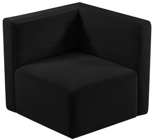 Quincy Velvet / Engineered Wood / Foam Contemporary Black Velvet Modular Corner Chair - 31.5" W x 31.5" D x 30.5" H