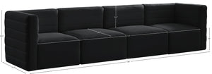 Quincy Velvet / Engineered Wood / Foam Contemporary Black Velvet Modular Sofa - 126" W x 31.5" D x 30.5" H