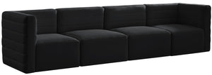 Quincy Velvet / Engineered Wood / Foam Contemporary Black Velvet Modular Sofa - 126" W x 31.5" D x 30.5" H