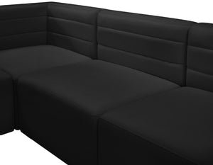 Quincy Velvet / Engineered Wood / Foam Contemporary Black Velvet Modular Sofa - 126" W x 31.5" D x 30.5" H
