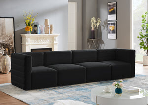 Quincy Velvet / Engineered Wood / Foam Contemporary Black Velvet Modular Sofa - 126" W x 31.5" D x 30.5" H