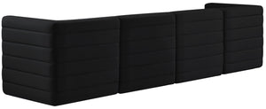 Quincy Velvet / Engineered Wood / Foam Contemporary Black Velvet Modular Sofa - 126" W x 31.5" D x 30.5" H