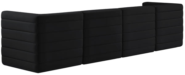 Quincy Velvet / Engineered Wood / Foam Contemporary Black Velvet Modular Sofa - 126" W x 31.5" D x 30.5" H