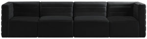 Quincy Velvet / Engineered Wood / Foam Contemporary Black Velvet Modular Sofa - 126" W x 31.5" D x 30.5" H