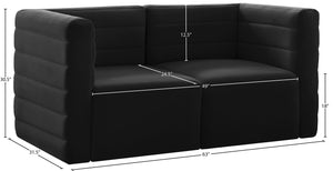 Quincy Velvet / Engineered Wood / Foam Contemporary Black Velvet Modular Sofa - 63" W x 31.5" D x 30.5" H