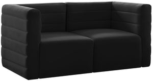 Quincy Velvet / Engineered Wood / Foam Contemporary Black Velvet Modular Sofa - 63" W x 31.5" D x 30.5" H