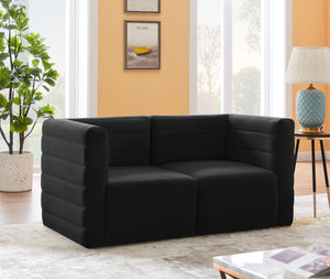 Quincy Velvet / Engineered Wood / Foam Contemporary Black Velvet Modular Sofa - 63" W x 31.5" D x 30.5" H