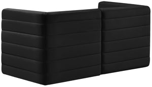 Quincy Velvet / Engineered Wood / Foam Contemporary Black Velvet Modular Sofa - 63" W x 31.5" D x 30.5" H