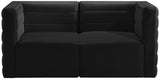 Quincy Velvet / Engineered Wood / Foam Contemporary Black Velvet Modular Sofa - 63" W x 31.5" D x 30.5" H