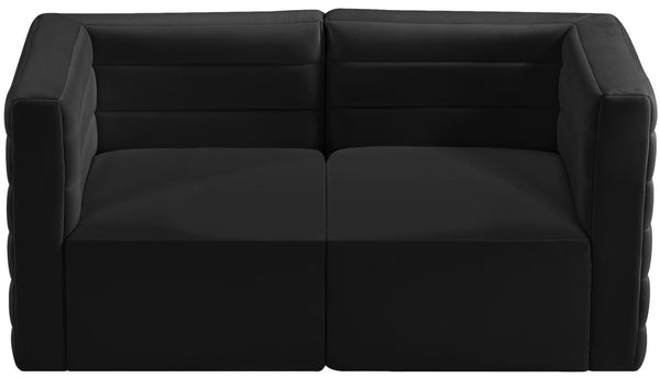 Quincy Velvet / Engineered Wood / Foam Contemporary Black Velvet Modular Sofa - 63" W x 31.5" D x 30.5" H