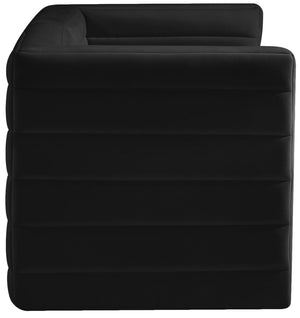 Quincy Velvet / Engineered Wood / Foam Contemporary Black Velvet Modular Sofa - 63" W x 31.5" D x 30.5" H