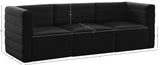 Quincy Velvet / Engineered Wood / Foam Contemporary Black Velvet Modular Sofa - 95" W x 31.5" D x 30.5" H