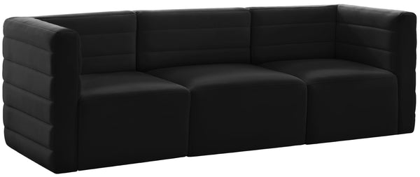 Quincy Velvet / Engineered Wood / Foam Contemporary Black Velvet Modular Sofa - 95" W x 31.5" D x 30.5" H