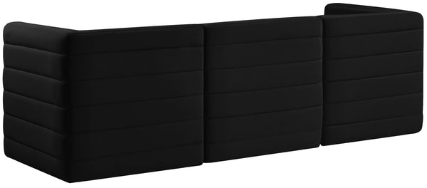 Quincy Velvet / Engineered Wood / Foam Contemporary Black Velvet Modular Sofa - 95" W x 31.5" D x 30.5" H