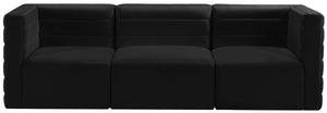 Quincy Velvet / Engineered Wood / Foam Contemporary Black Velvet Modular Sofa - 95" W x 31.5" D x 30.5" H
