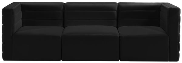 Quincy Velvet / Engineered Wood / Foam Contemporary Black Velvet Modular Sofa - 95" W x 31.5" D x 30.5" H