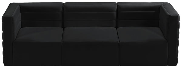 Quincy Velvet / Engineered Wood / Foam Contemporary Black Velvet Modular Sofa - 95" W x 31.5" D x 30.5" H