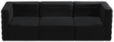 Quincy Velvet / Engineered Wood / Foam Contemporary Black Velvet Modular Sofa - 95" W x 31.5" D x 30.5" H